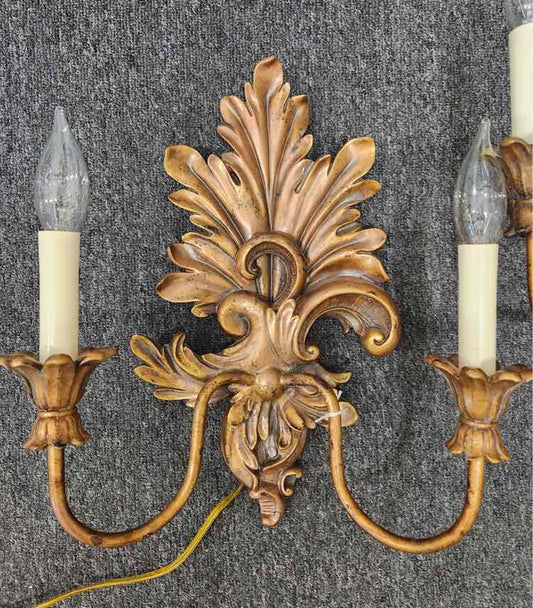 Vtg. Brass Wall Sconces