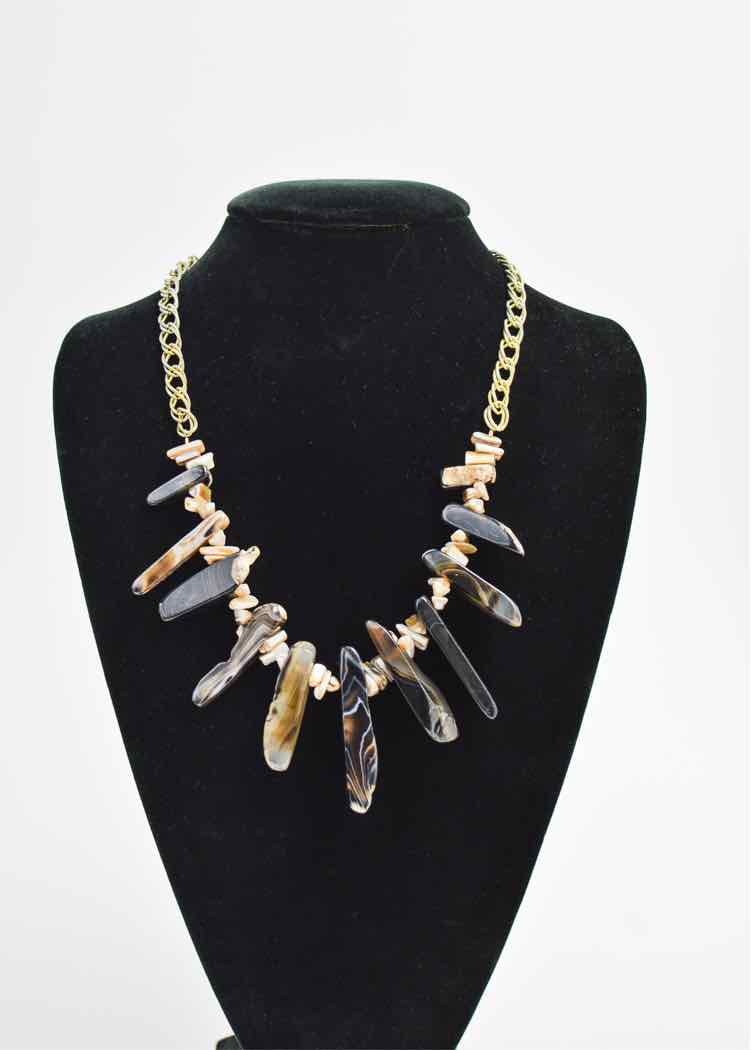 Necklace Tumbled Agate/Silvertone