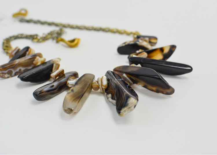 Necklace Tumbled Agate/Silvertone