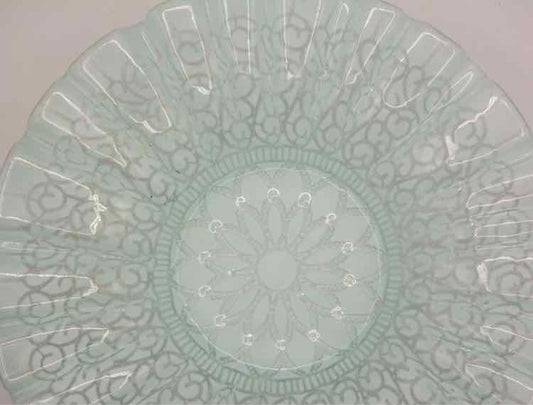 White Sydenstricker Fused Glass Ruffle Bowl