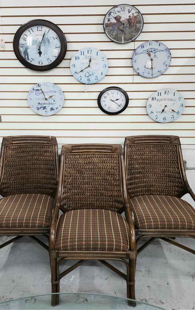 3 Rattan High Back Chairs