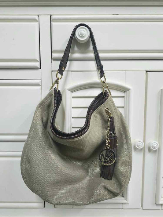 Micheal Kors Gold Metallic Canvas Tote