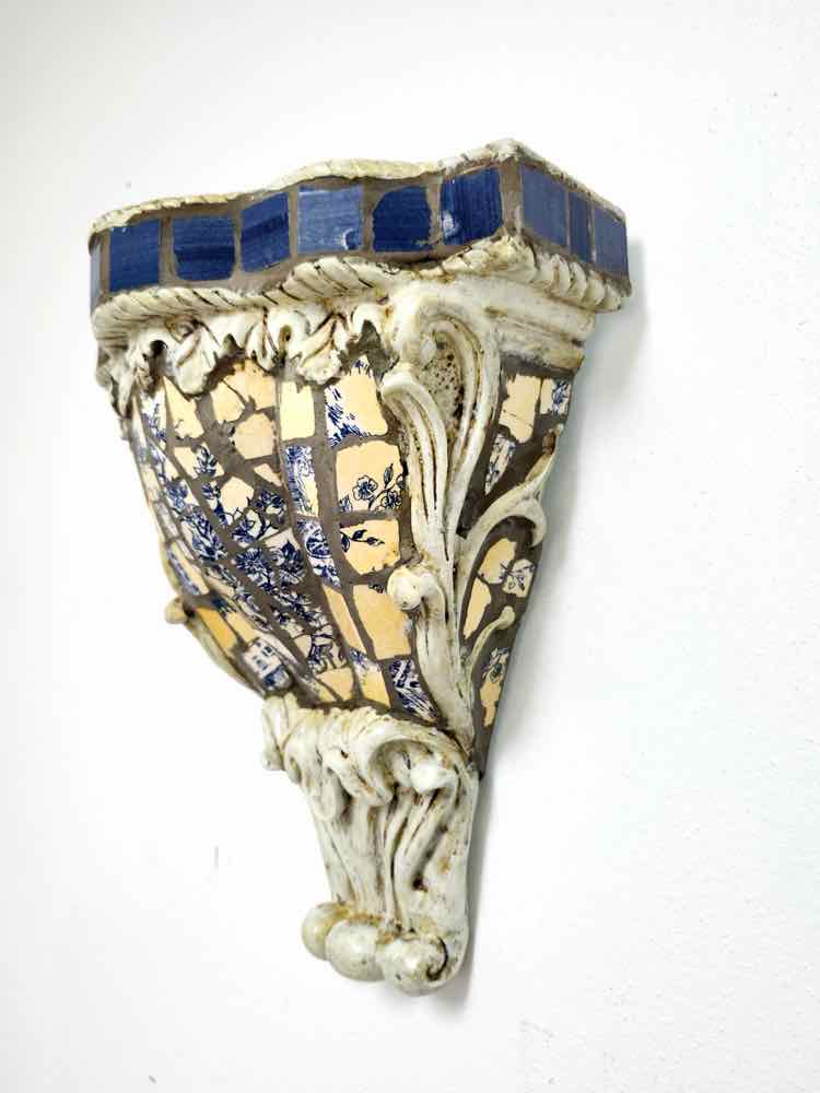 Pair of Mosaic Tile Corbel Style Wall Shelves