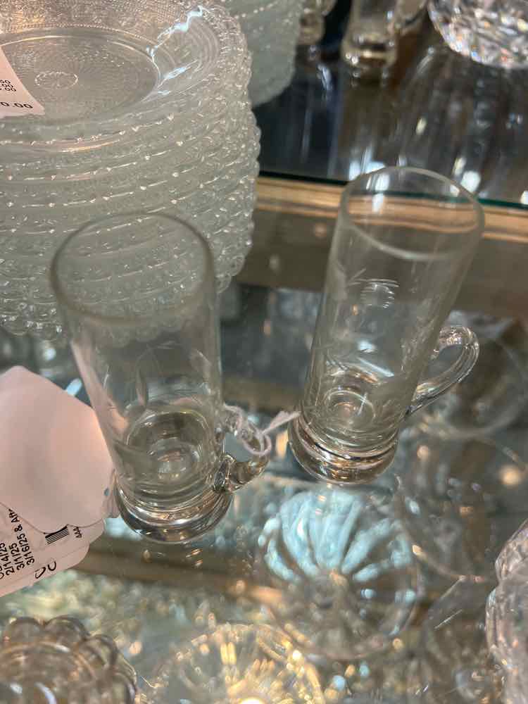 Vintage Pair Etched Glass