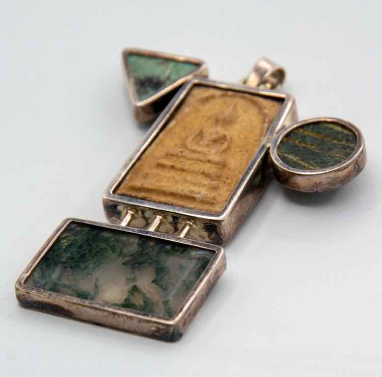 .925 Moss Agate/Soapstone/Turquoise Pendant
