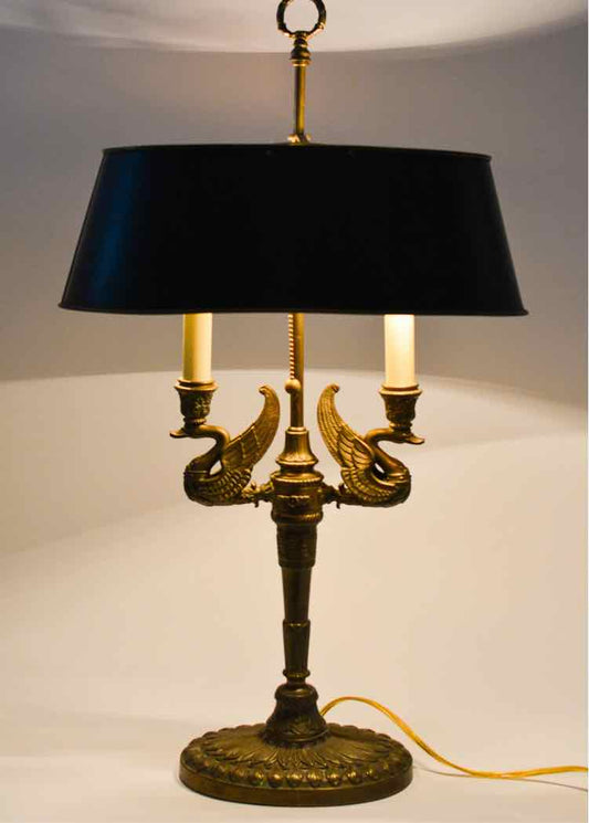 French Brass Swan Lamp
