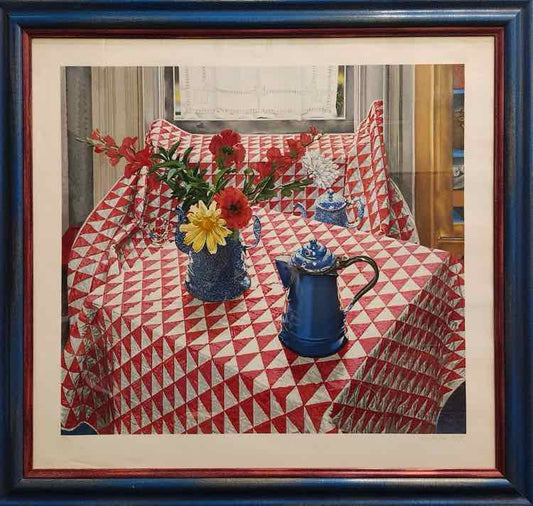 Red/White Quilt Serigraph N.Hagin Art