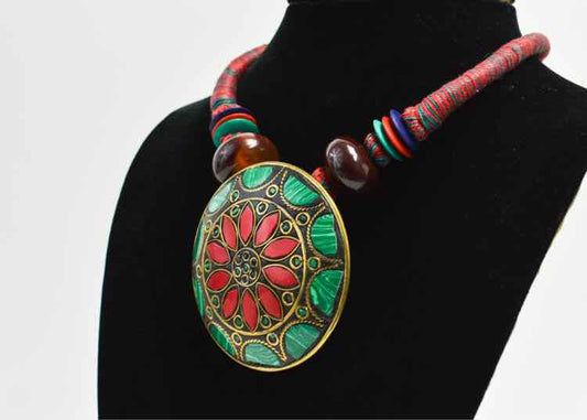 Brass and Coral Necklace
