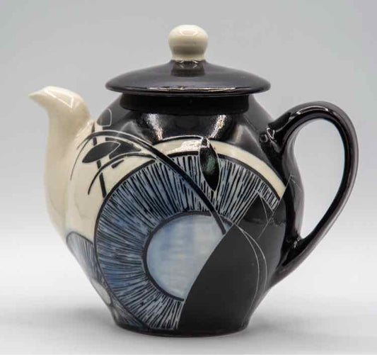 Modern Blue, White & Black Porcelain Teapot by Alex Pratt