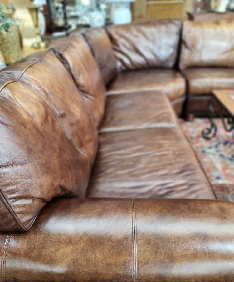 3pc Brown Leather Thomasville Sectional