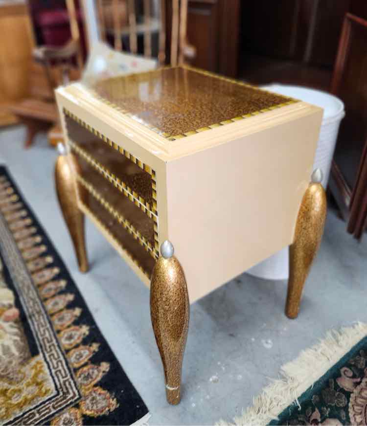 3 Drawer Gold End Table