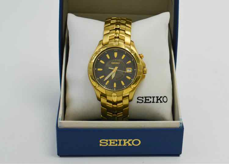 Seiko Kinetic Watch- Gold/Charcoal (Men's)