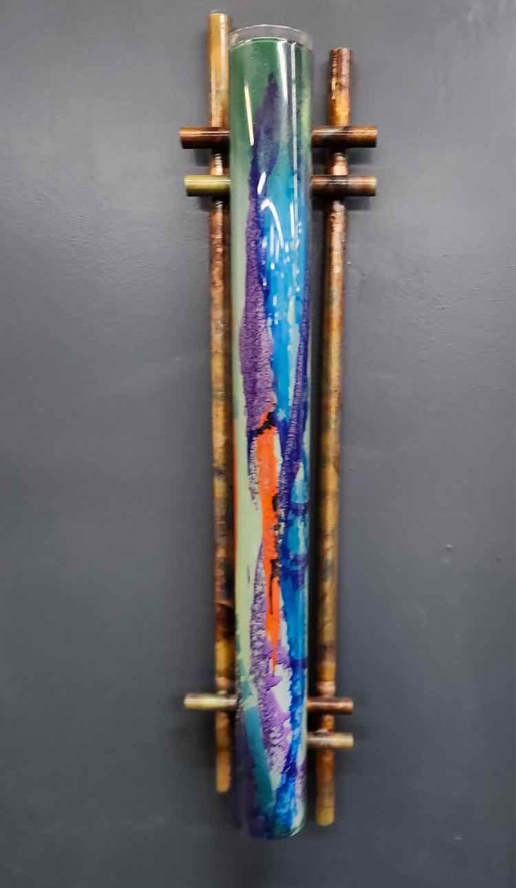 Zen Light Steel/Blown Glass Vase