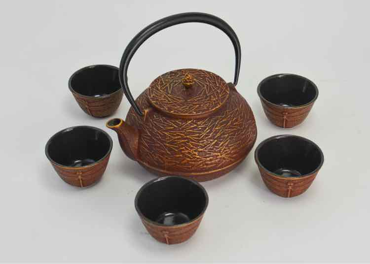 Japan Pine Copper Matchstick Teapot/Cups