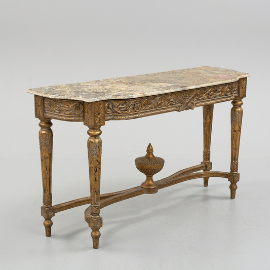Louis XVI Gilded Console Table w/Marble