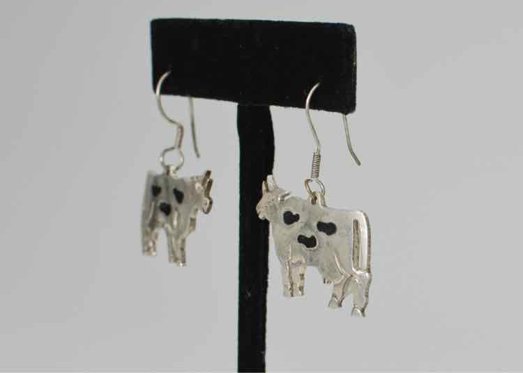 Silver Cow Earring