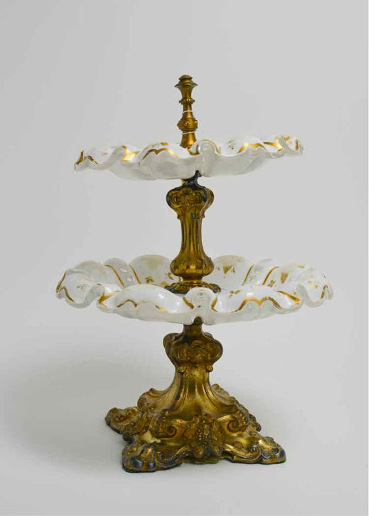 Victorian Art-2-Tier Glass/Brass