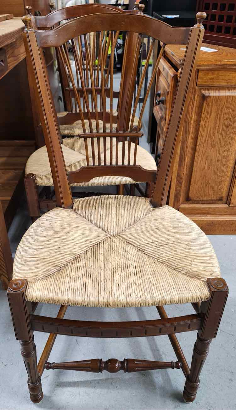 3 Harp Back Rattan Chairs
