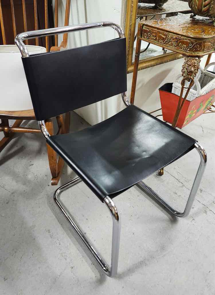 Modern Leather and Chrome Chair
