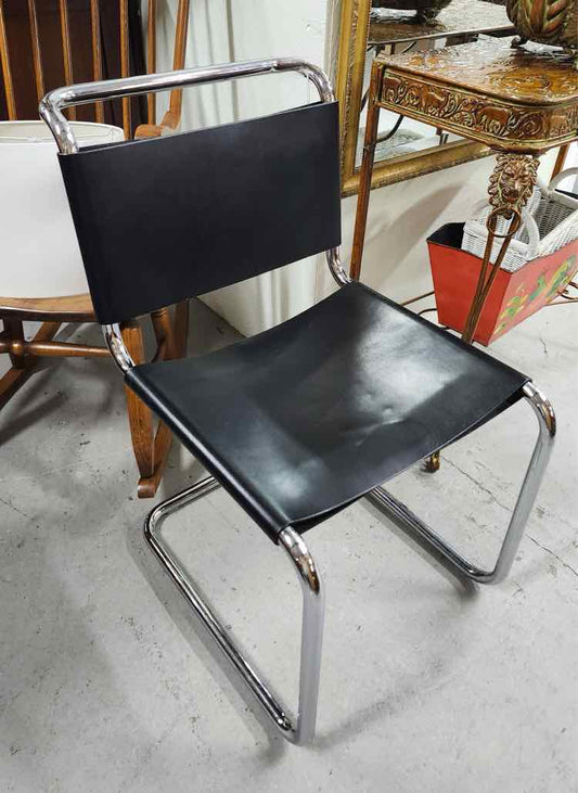 Modern Leather and Chrome Chair