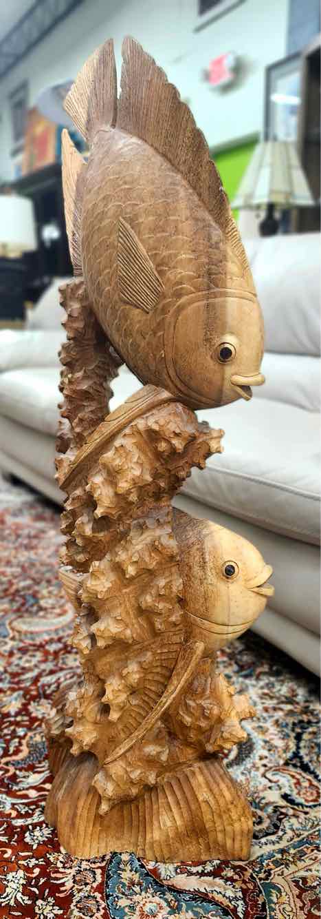 Wooden Hand-carved Totem Sea life Art