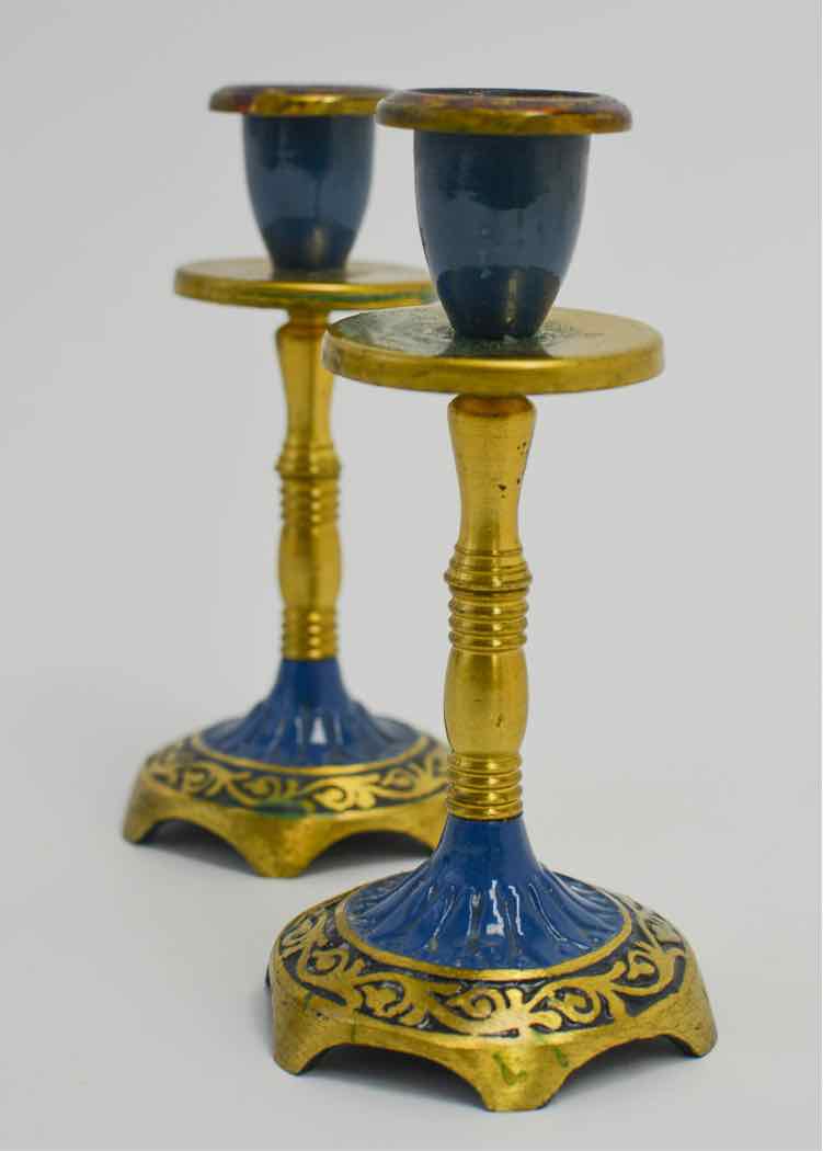 Israel Brass/Turquoise Candleholders