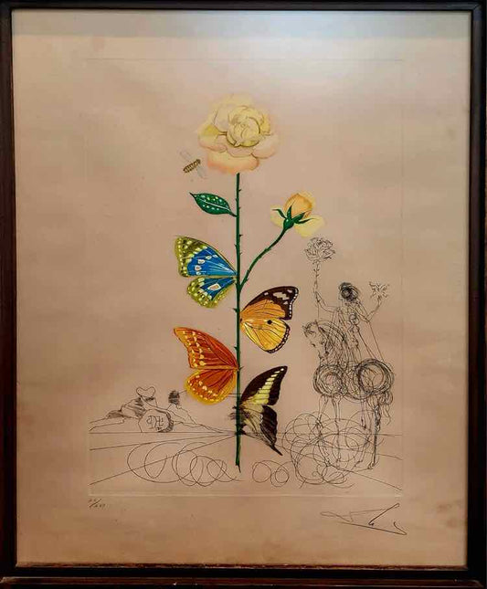 'Butterfly Rose' Signed Litho, Salvador Dali