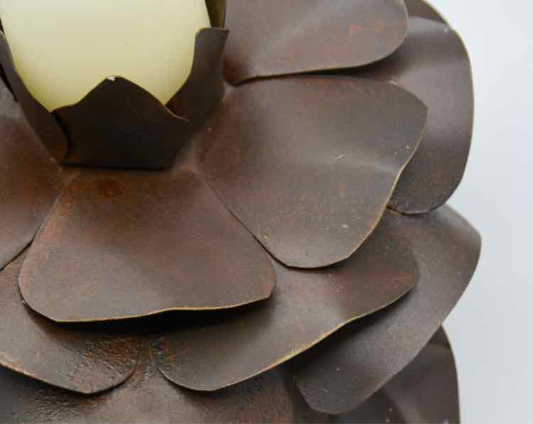 Jan Barboglio Forged Iron Lotus Candleholder