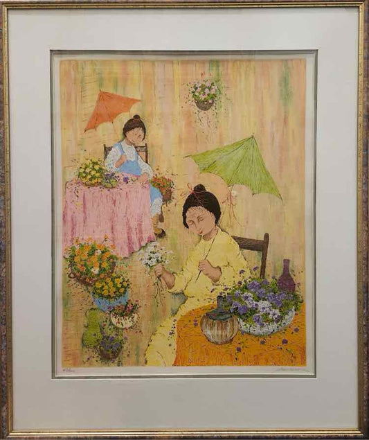 “Mother and Child Flowers" Litho M. Barrett