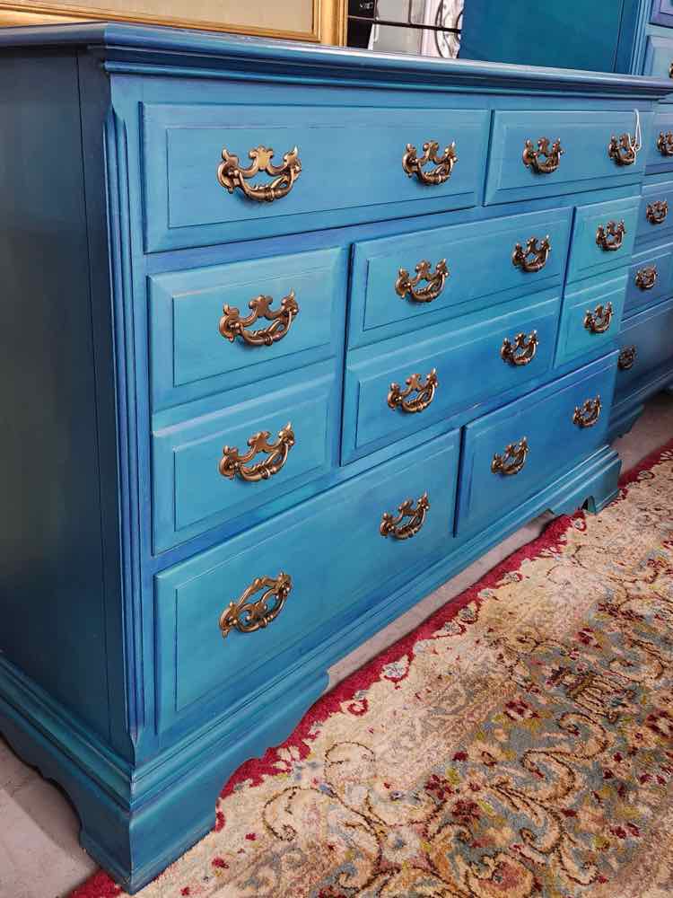 Teal 7 Drawer Dresser