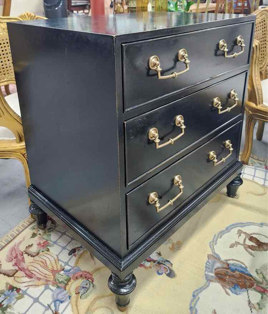 Hickory White 3 Drawer Black Nightstand