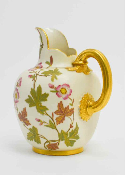Royal Worcester Handpainted Ivory Gold Jug