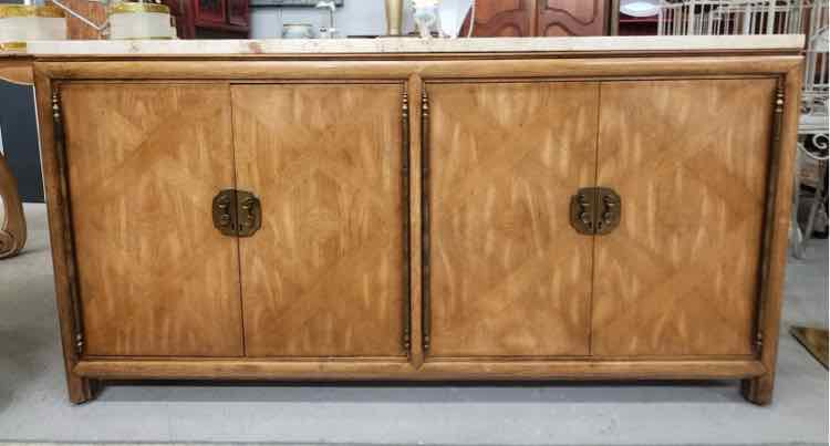 Mid Century Marble Top Credenza
