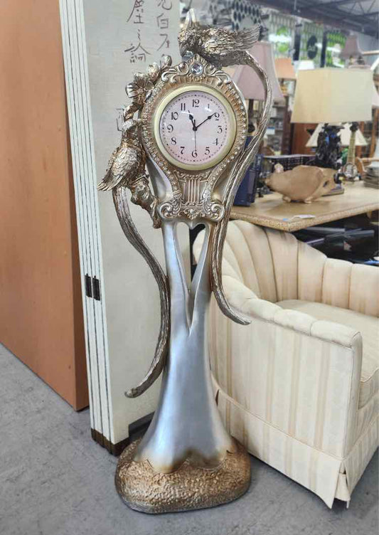 Silver Resin Pheasant Grandmother Clock