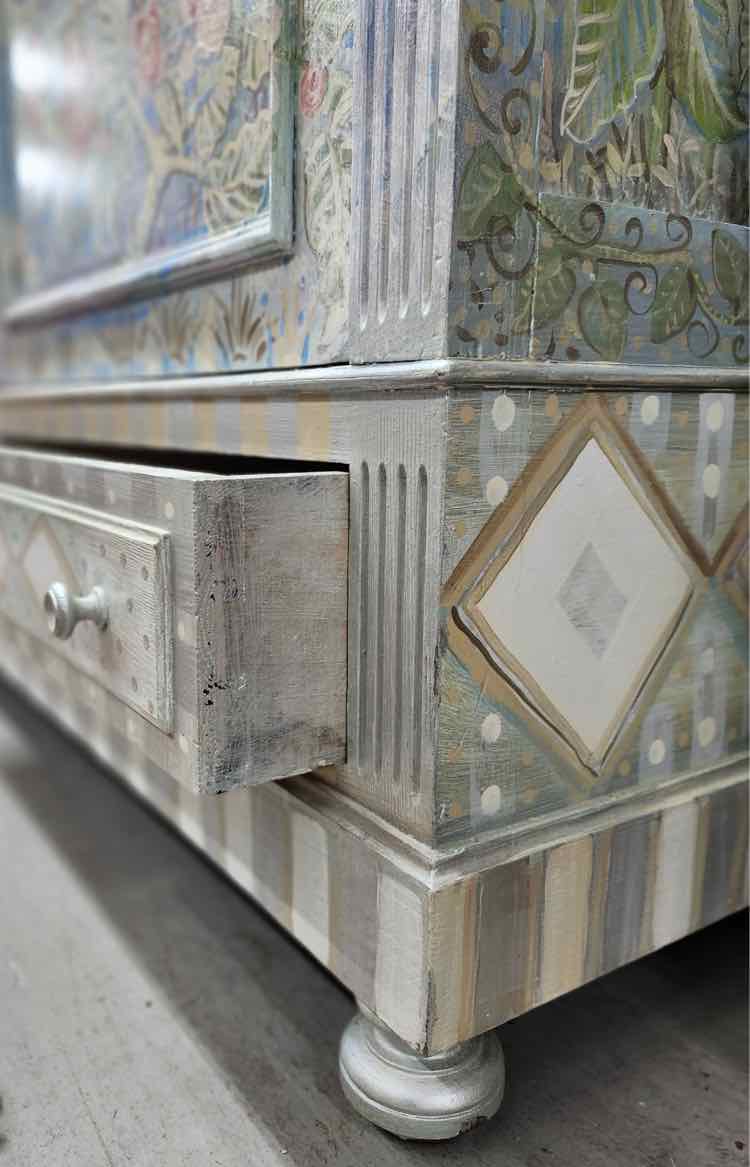 Hand Painted Floral Armoire