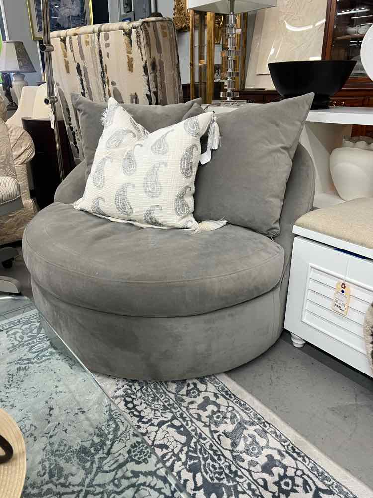 Gray Round Swivel Chair