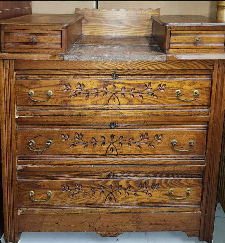 Antique 3 Drawer Dresser w/ Marble Top