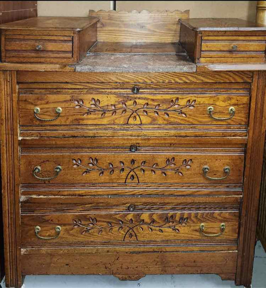 Antique 3 Drawer Dresser w/ Marble Top