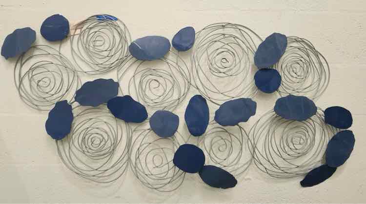 Silver & Blue Metal Abstract Wall Art
