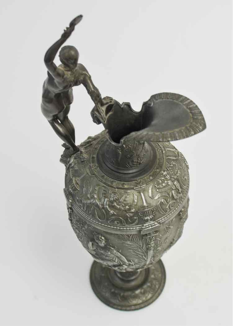 Silver Jules-Paul Brateau 2Pc.Pewter Pitcher & Tray