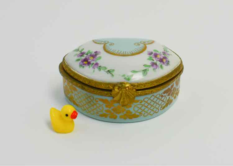 Limoges Turquoise Gold & Floral Box
