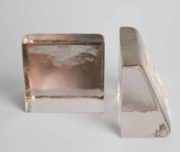 Blenko Handmade Glass Bookends Pale Pink