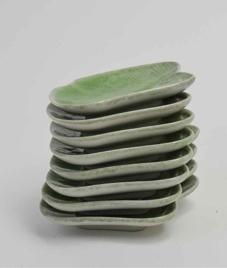 Green Ceramic Leaf Dish Set