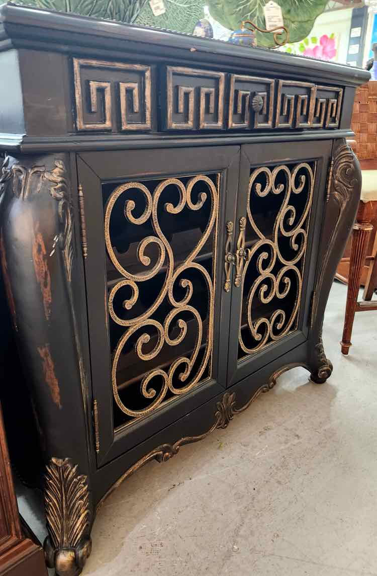 Black Wine Rack Cabinet