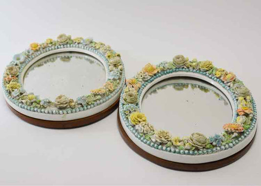 Pair of Vtg.Meissen Oval Mirrors