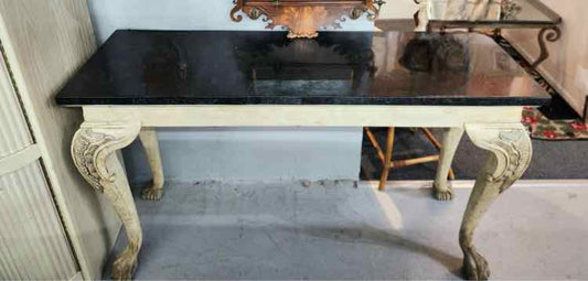 Black Stone Inlaid Clawfoot Table