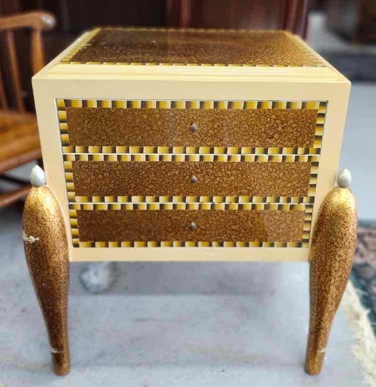 3 Drawer Gold End Table