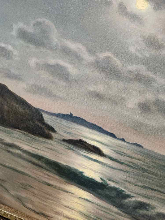 'Moonlit Sea' art Oil by Roger de la Corbiere