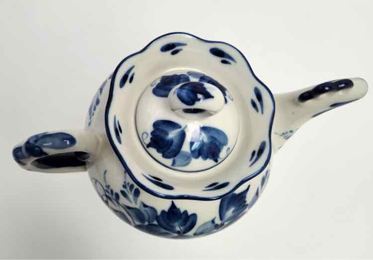 Blue & White Gzhel Bird-Spout Tea Pot