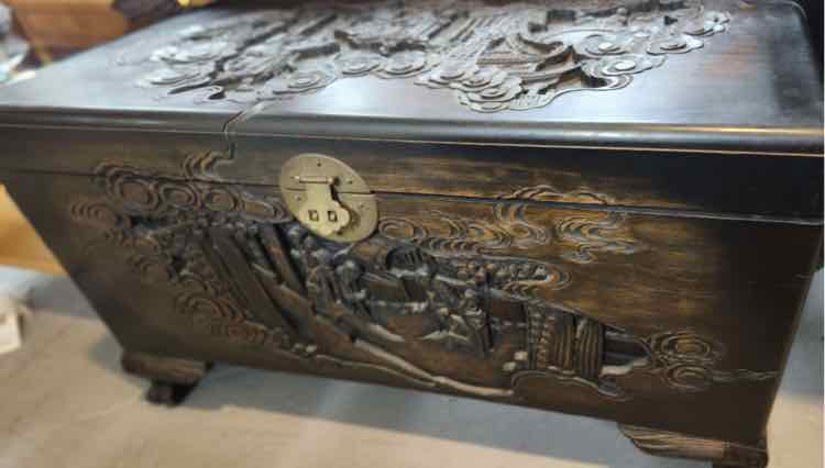 Carved Asian Camphor Lined Chest